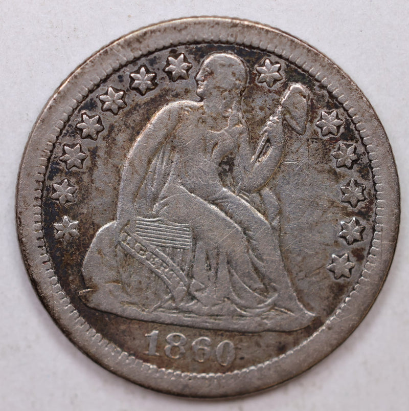 1860-S Seated Liberty Dime, Collectible Circulated Coin, Store Sale