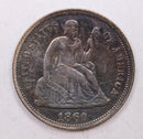 1860 Seated Liberty Dime, Collectible Circulated Coin, Store Sale
