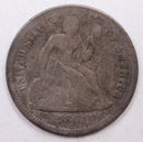 1861 Seated Liberty Dime, Collectible Circulated Coin, Store Sale