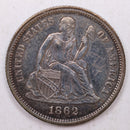 1862 Seated Liberty Dime, Uncirculated Details, Coin, Store Sale