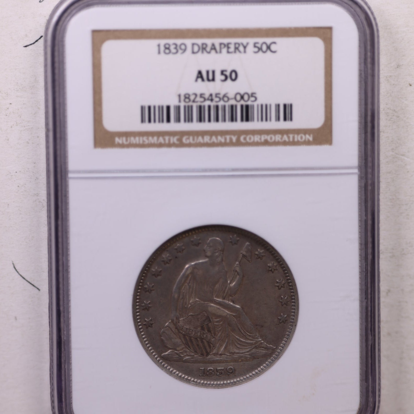 1839 Seated Liberty Half Dollar, Nice Eye Appeal Coin, NGC AU-50. Store #GHR113.