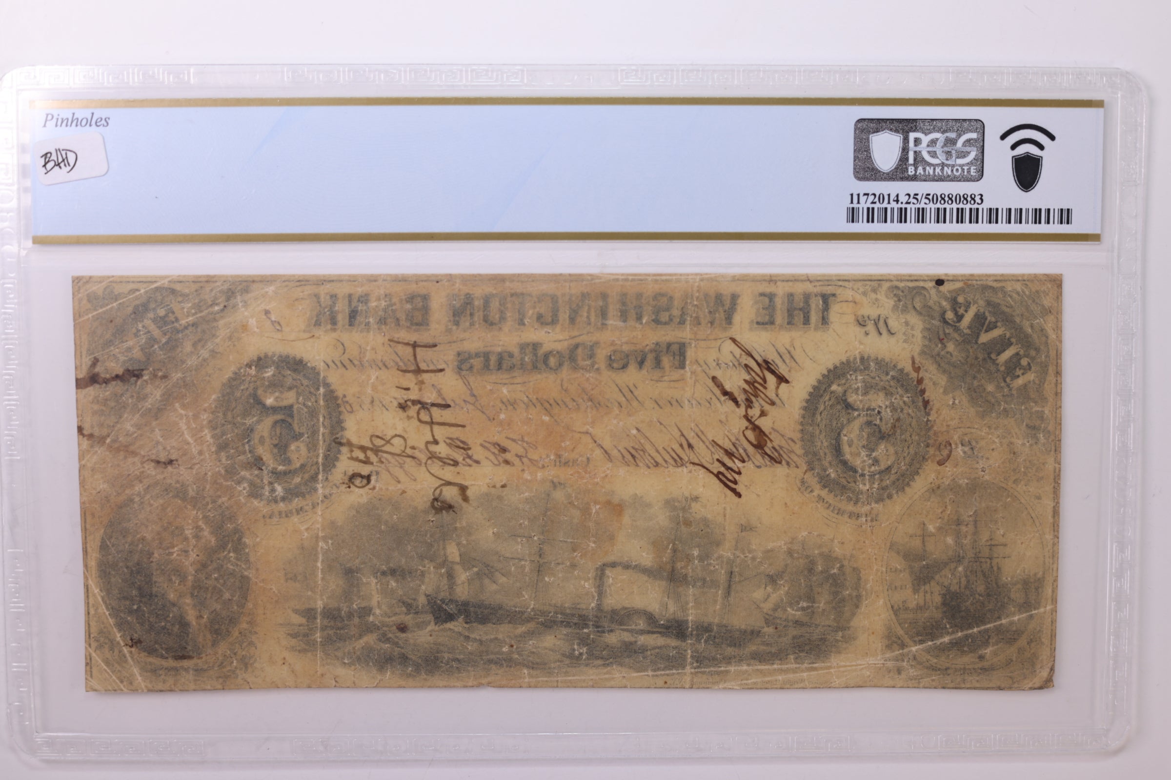 1853 $5., Washington, D.C., Obsolete Currency., PCGS VF-25., STORE #GDC014