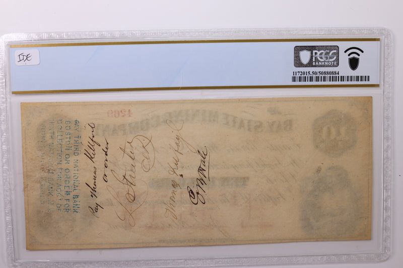 1866 $10., Eagle River, MI., Obsolete Currency., PCGS AU-50., STORE