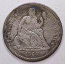 1866-S Seated Liberty Dime, Collectible Circulated Coin, Store Sale