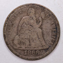 1868-S Seated Liberty Dime, Collectible Circulated Coin, Store Sale