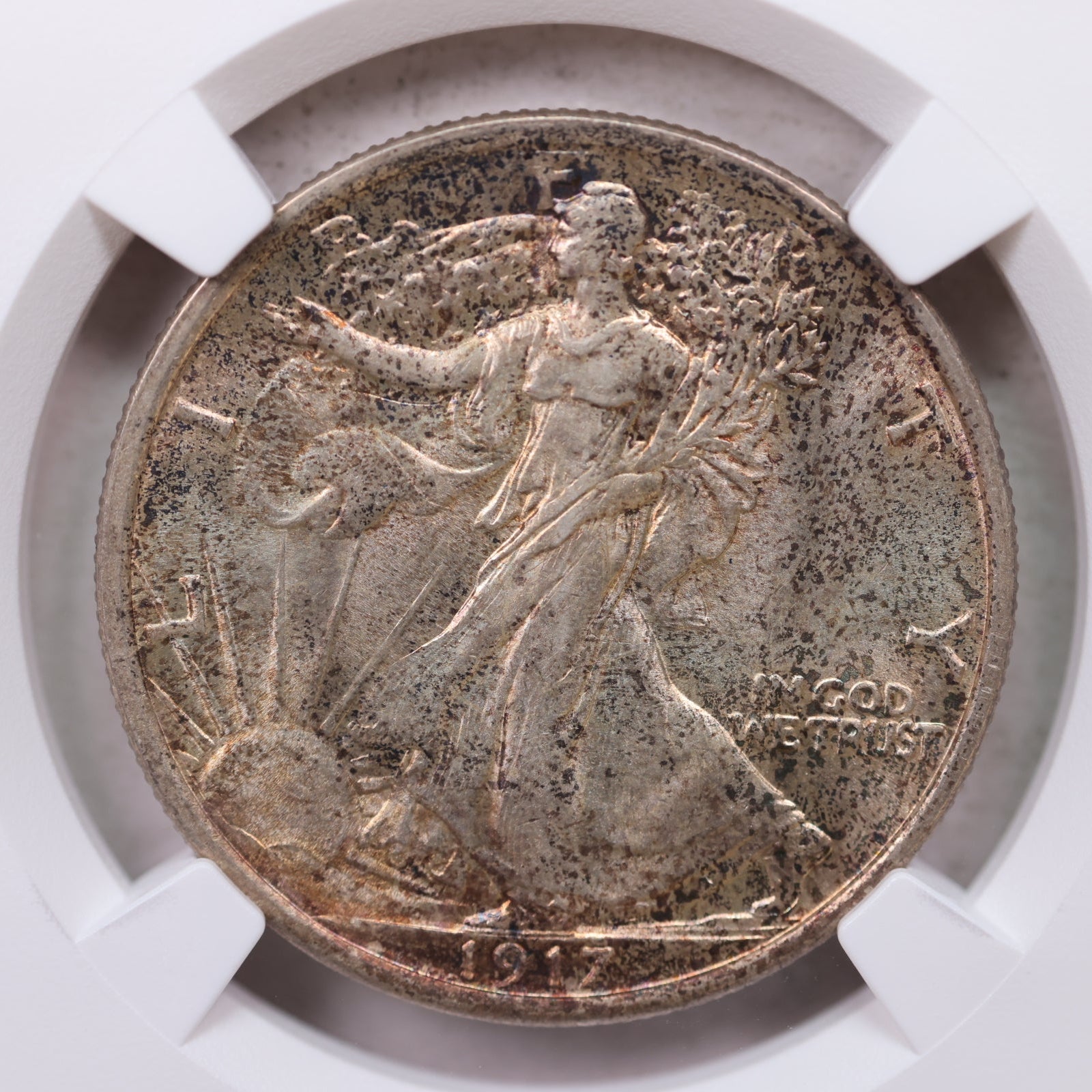 1917-D Walking Liberty Half Dollar, Reverse Mint Mark, NGC MS-64. Store #GHR122.