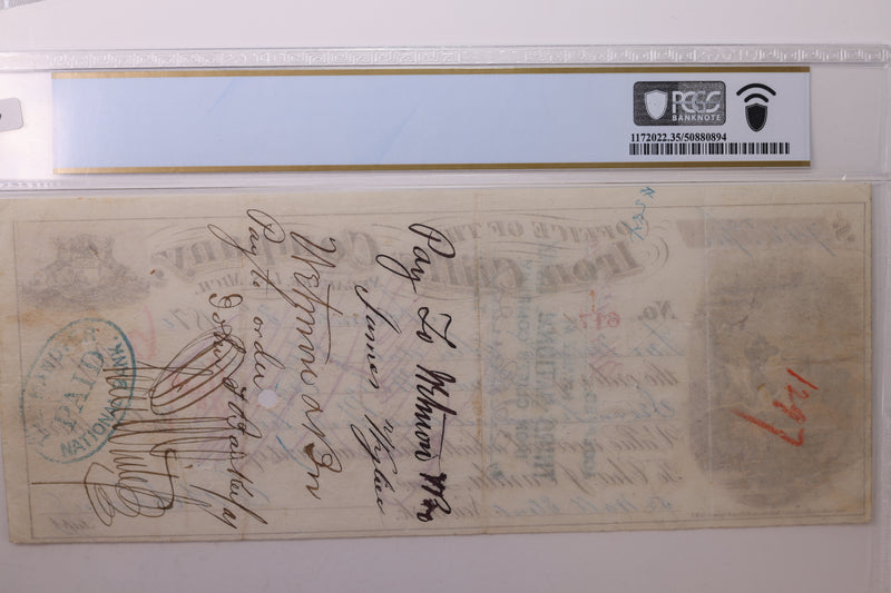1870 $742.20., Negaunee, MICH., Sight Draft., Obsolete Currency., PCGS VF-35., Store