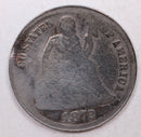 1872 Seated Liberty Dime, Collectible Circulated Coin, Store Sale
