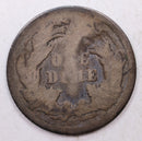 1872-CC Seated Liberty Dime, Collectible Circulated Coin, Store Sale