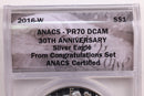 2016-W Proof American Silver Eagle, 'Congratulations Set', ANACS PF-70, Store