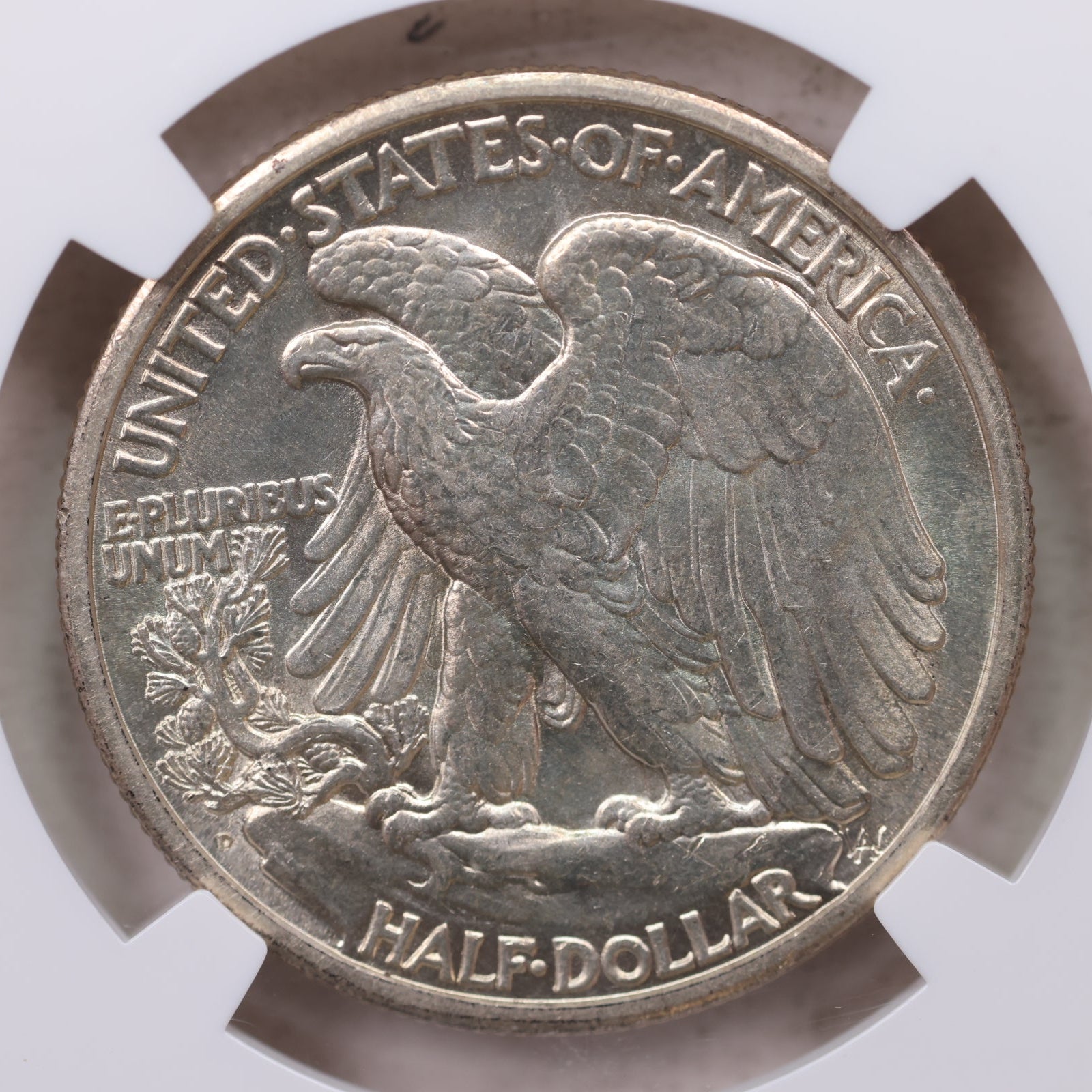 1929-D Walking Liberty Silver Half Dollar, Mint State, NGC AU-58. Store #GHR126.