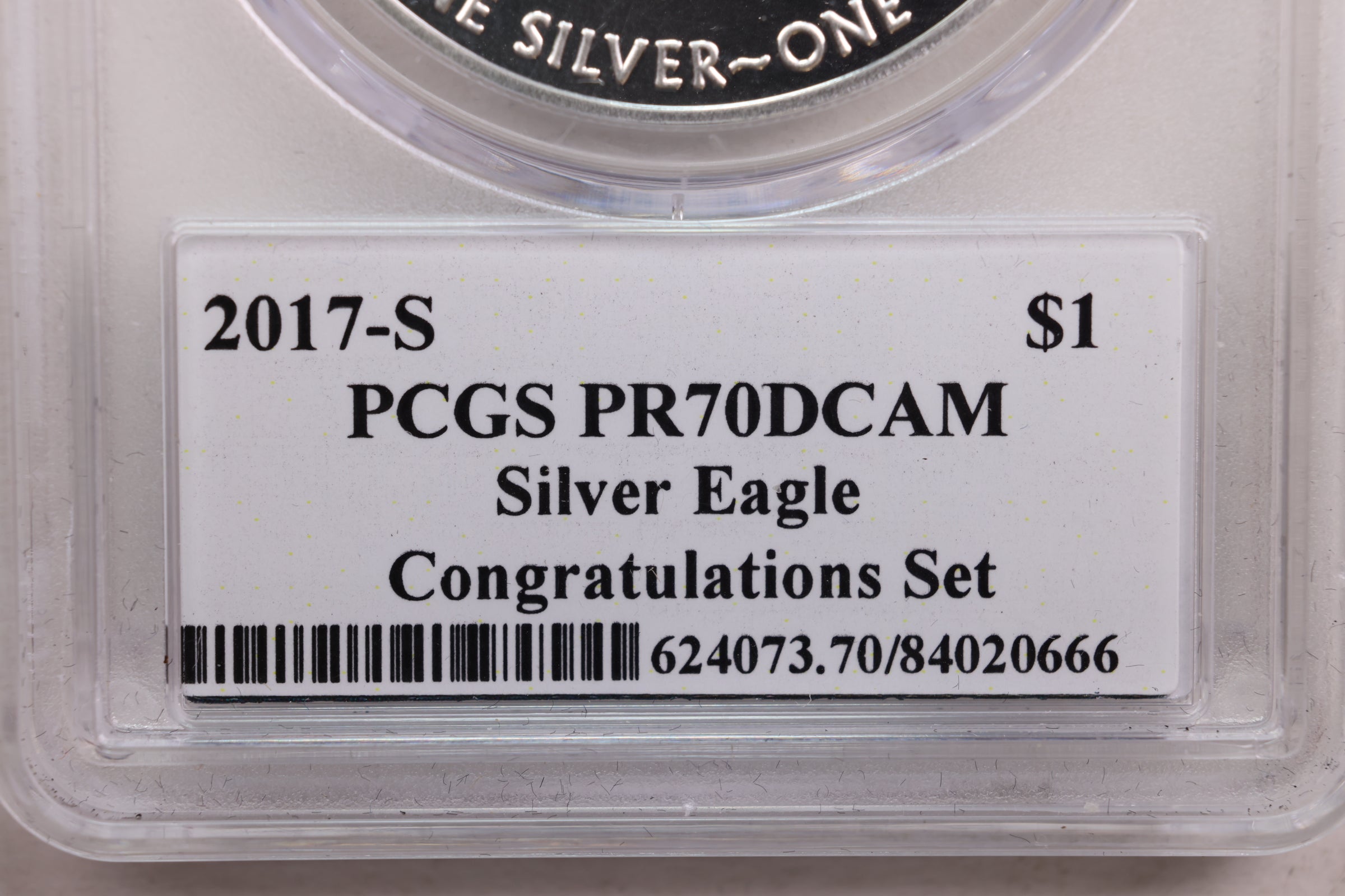 2017-W Proof American Silver Eagle, 'Congratulations Set', PCGS PF-70, Store #AE0215