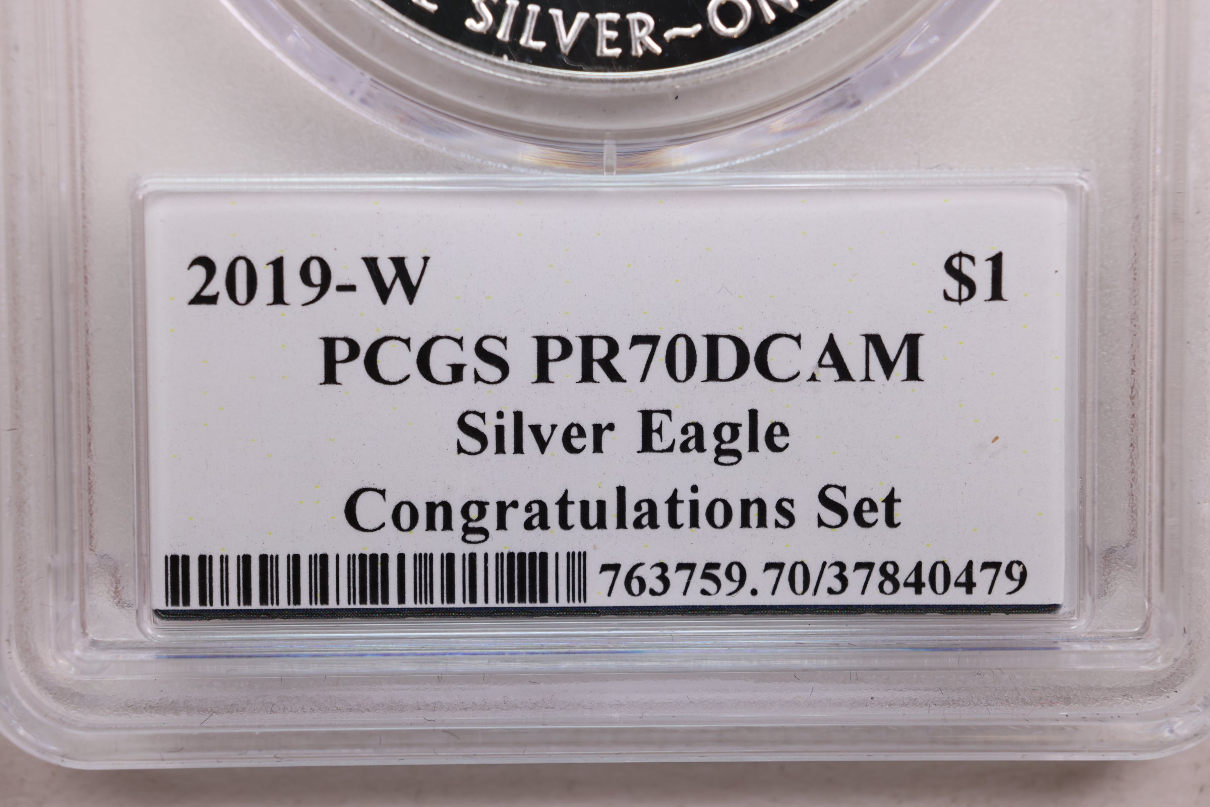 2019-W Proof American Silver Eagle, 'Congratulations Set', PCGS PF-70, Store #AE0218