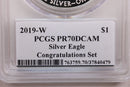 2019-W Proof American Silver Eagle, 'Congratulations Set', PCGS PF-70, Store