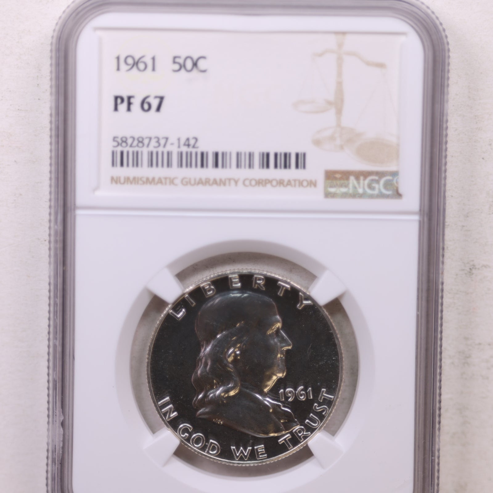 1961 Franklin Half Dollar, Superb Gem Proof Strike, NGC PF 67, Store #GHR128
