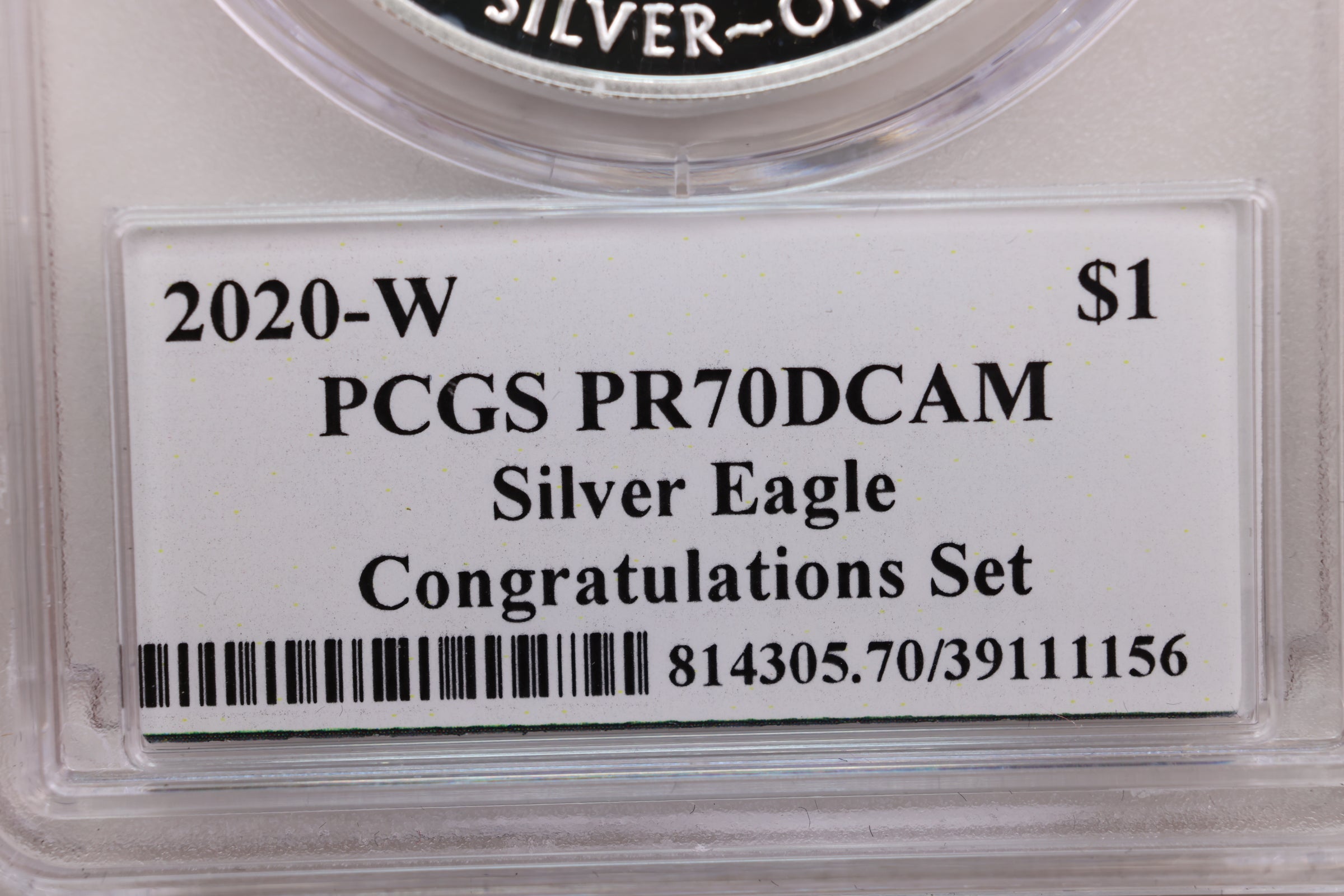 2020-W American Silver Eagle, Proof Strike, PCGS Premier PF-70, Store #AE0220.