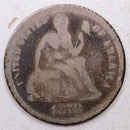 1878 Seated Liberty Dime, Collector Circulated Coin, Store Sale
