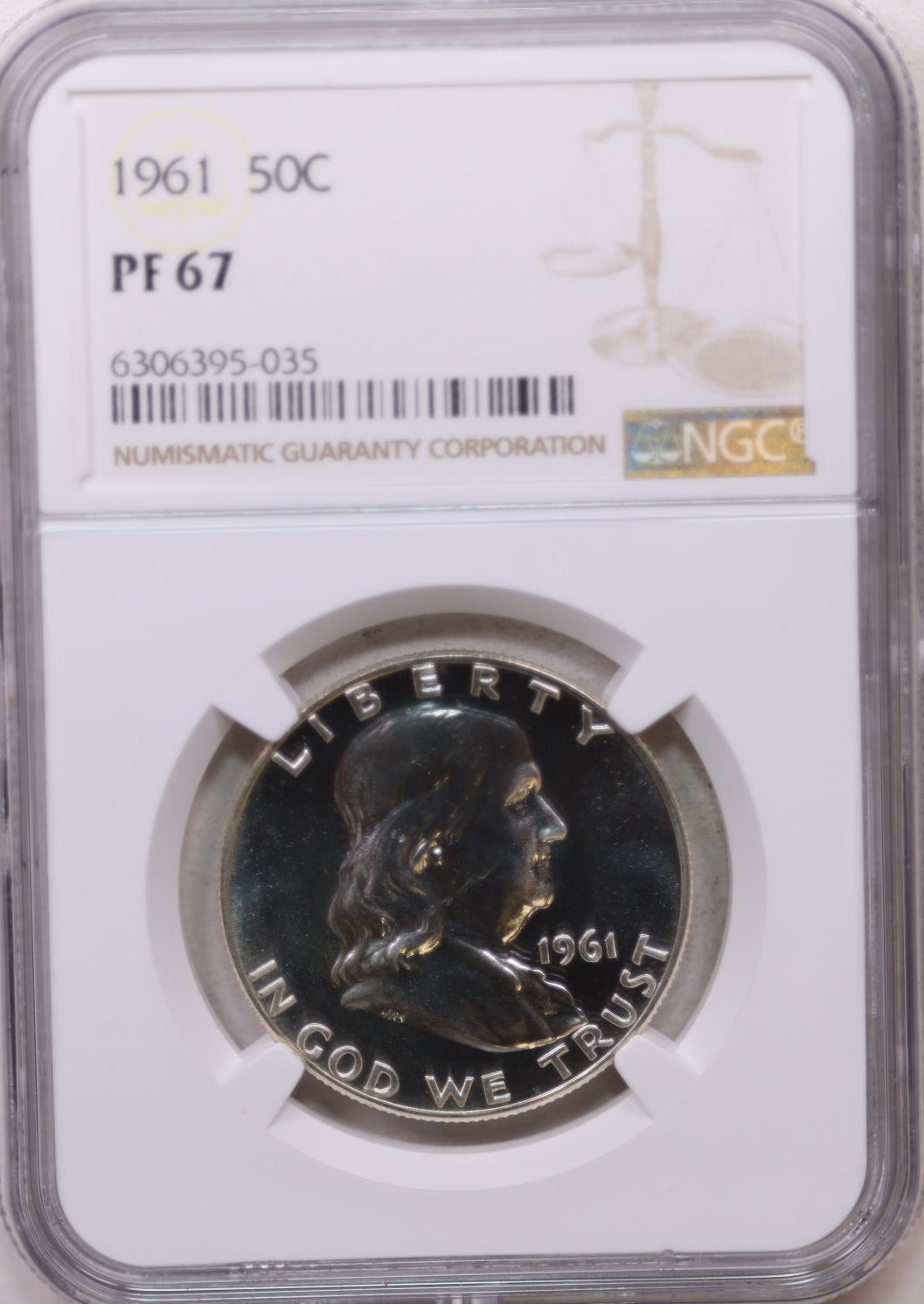 1961 Franklin Half Dollar, Superb Gem Proof Strike, NGC PF 67, Store #GHR128