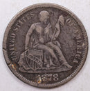 1878-CC Seated Liberty Dime, Detailed Collector Circulated Coin, Store Sale