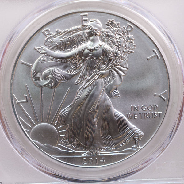 2014 American Silver Eagle, Business Strike, PCGS Premier MS-70, Store# AE0222.