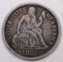 1881 Seated Liberty Dime, Collector Circulated Coin, Store Sale