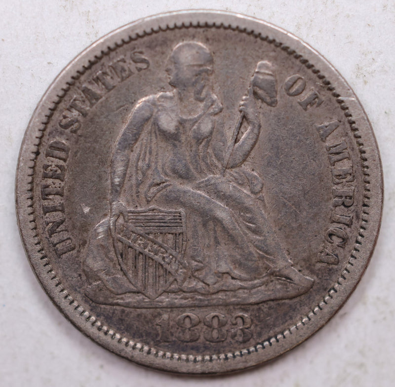 1883 Seated Liberty Dime, Collector Circulated Coin, Store Sale
