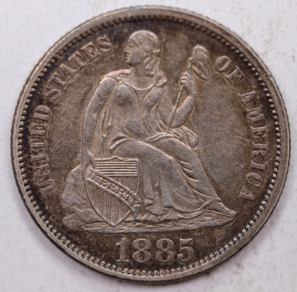 1885 Seated Liberty Dime, Collectible Uncirculated Coin, Store Sale #DE769.