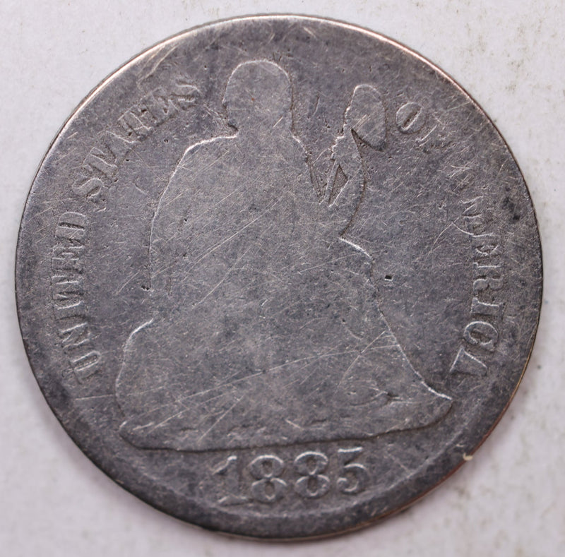 1885-S Seated Liberty Dime, Collectible Circulated Coin, Store Sale