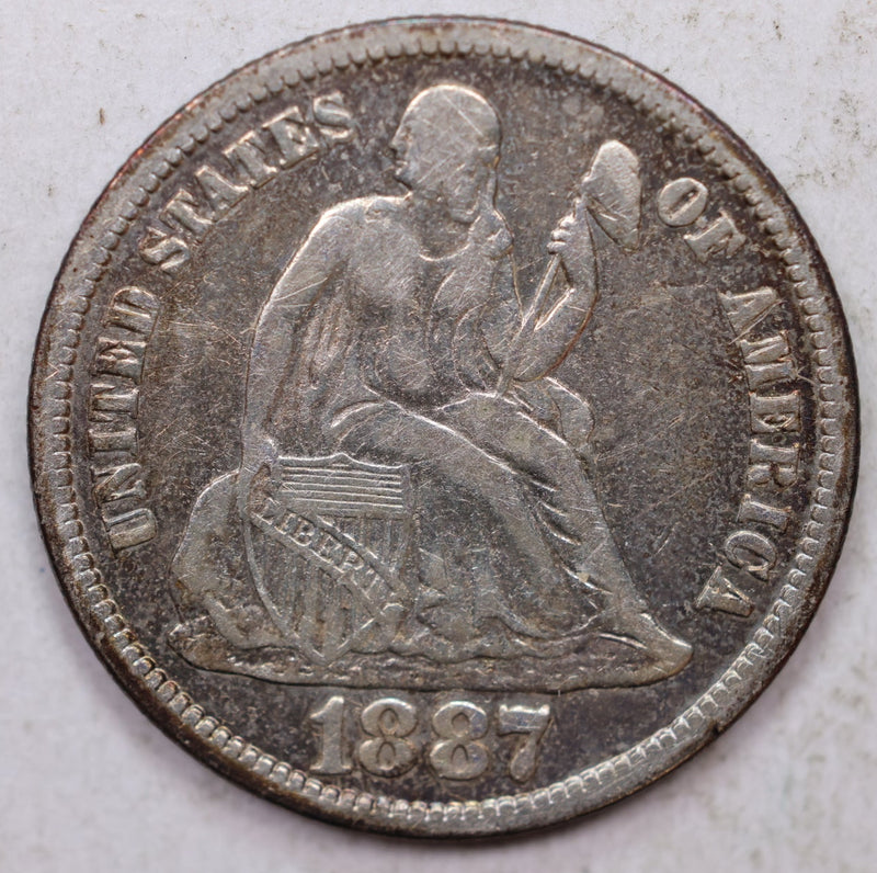 1887-S Seated Liberty Dime, Collectible Circulated Coin, Store Sale