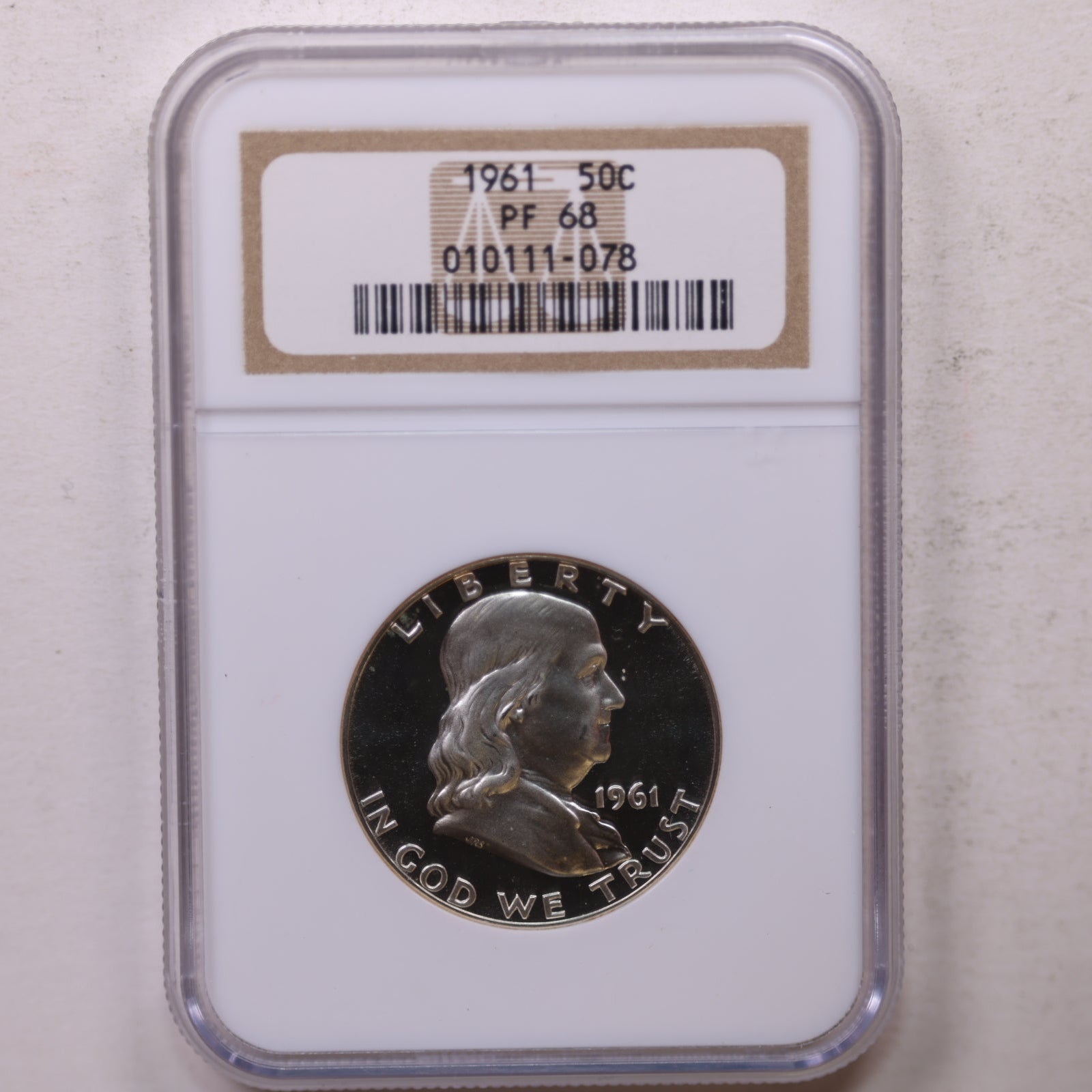 1961 Franklin Half Dollar, Superb Gem Proof Strike, NGC PF 68, Store #GHR136