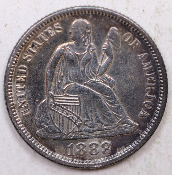 1888 Seated Liberty Dime, Collectible Uncirculated Coin, Store Sale #DE775.