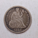1888-S Seated Liberty Dime, Collectible Circulated Coin, Store Sale