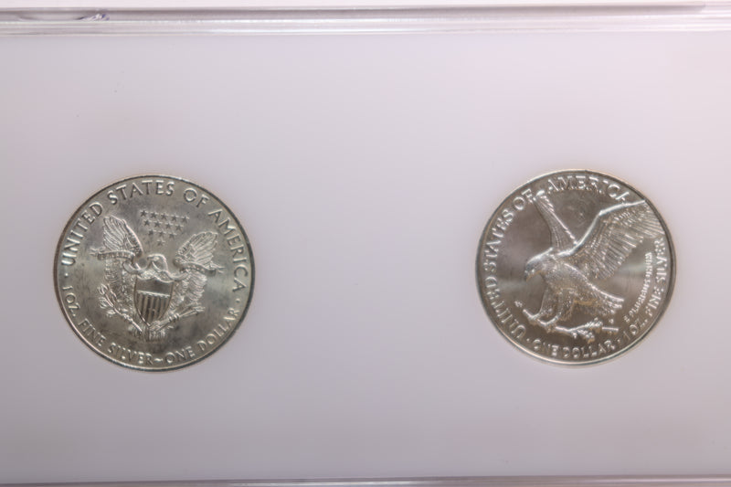 2021 American Silver Eagle, 2 Coin Set, Type 1 and 2, In Capital Holder, Store