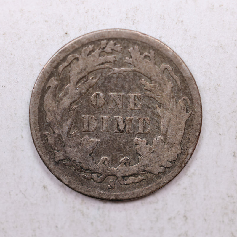 1889-S Seated Liberty Dime, Collectible Circulated Coin, Store Sale