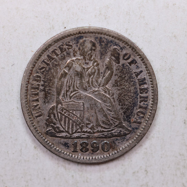 1890 Seated Liberty Dime, Collectible Circulated Coin, Store Sale #DE779
