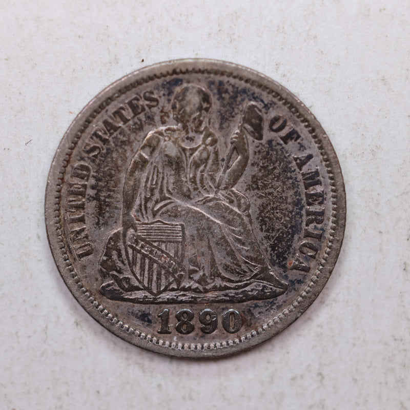 1890 Seated Liberty Dime, Collectible Circulated Coin, Store Sale