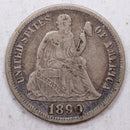 1890-S Seated Liberty Dime, Collectible Circulated Coin, Store Sale