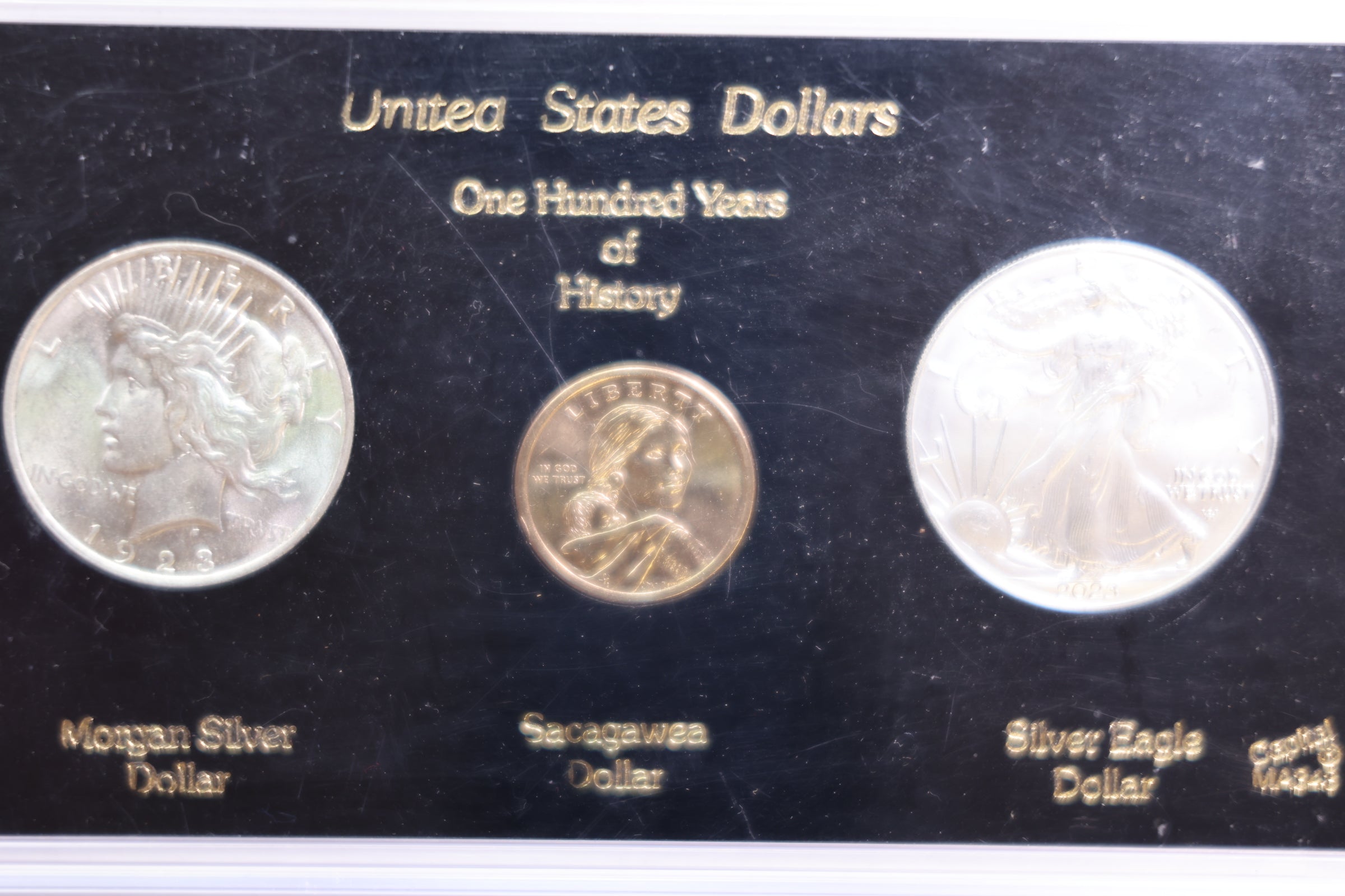 United States Dollars, One Hundred Years, 3 Dollar Set, In Capital Holder, Store# AE0230.
