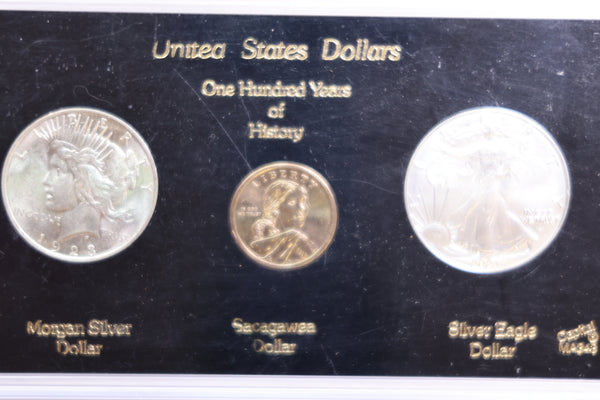 United States Dollars, One Hundred Years, 3 Dollar Set, In Capital Holder, Store# AE0230.