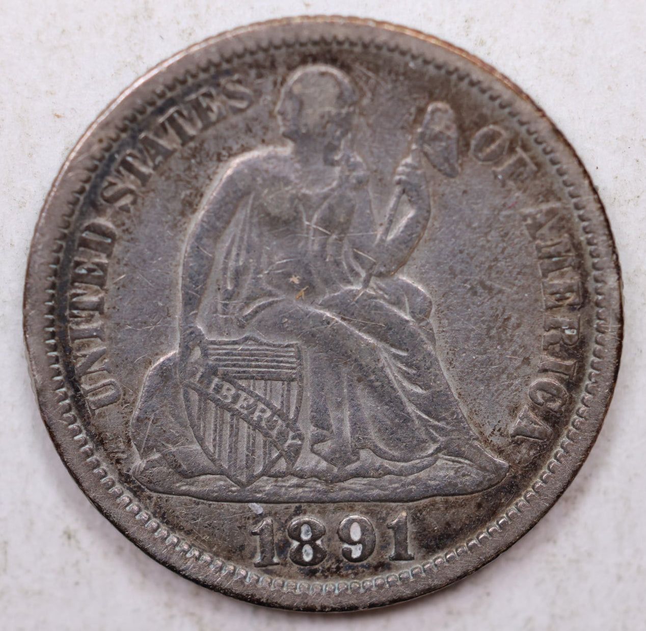 1891 Seated Liberty Dime, Collectible Circulated Coin, Store Sale #DE783.
