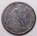 1891-S Seated Liberty Dime, Collectible Circulated Coin, Store Sale