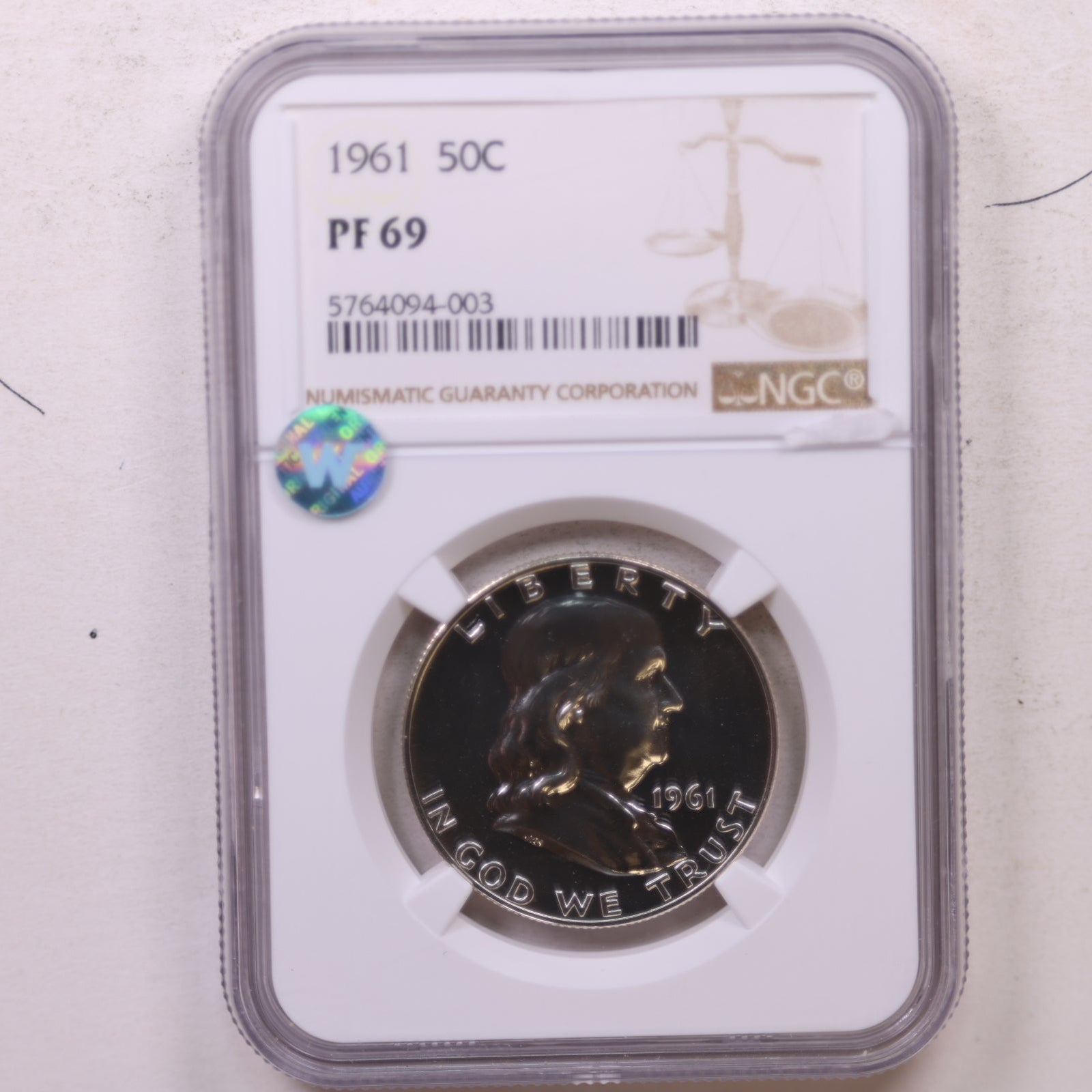 1961 Franklin Half Dollar, Superb Gem Proof Strike, NGC PF 69, Store #GHR138