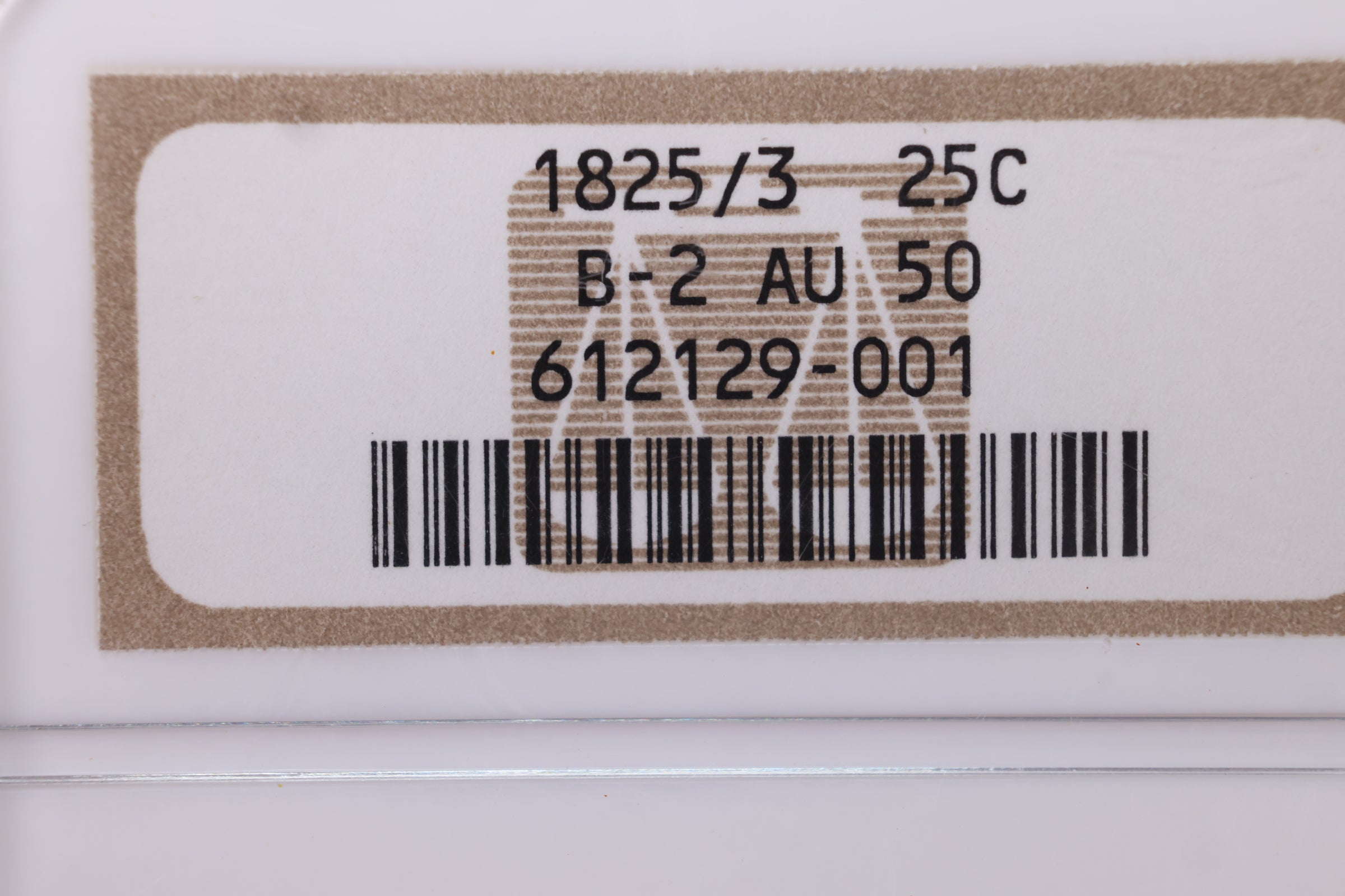 1825 Cap Bust Quarter., Rare 5 over 3., (B-2)., NGC AU-50., STORE# GQR002