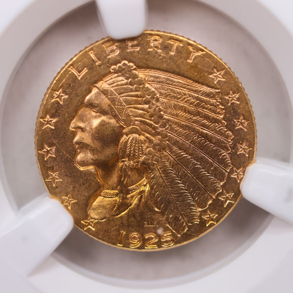 1925-D $2.50 Quarter Gold Eagle, Certified and Graded, NGC MS-63, Store #G0129.