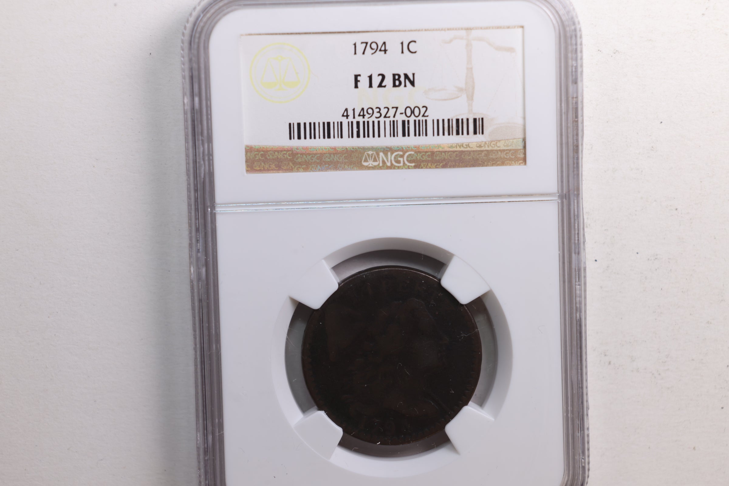 1794 Draped Bust Large Cent, NGC Fine-12, Brown, Store SALE #CT0697.