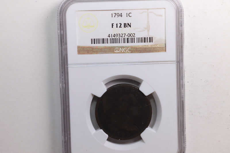 1794 Draped Bust Large Cent, NGC Fine-12, Brown, Store SALE
