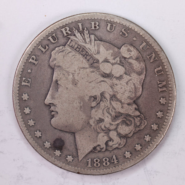 1884-S Morgan Silver Dollar., Fine +, Circulated Coin, Store #DR0554