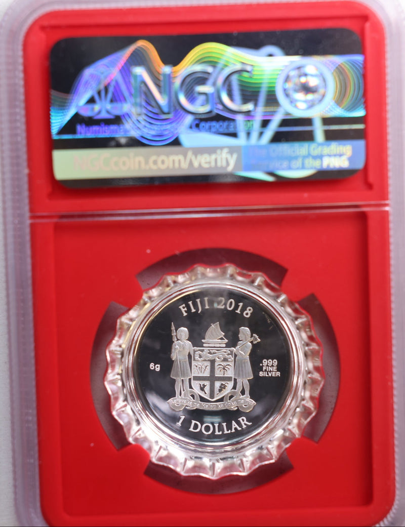 2018 Fiji S$1, Coca-Cola Bottle Cap, Colorized, NGC PF69. Store Sale S0002