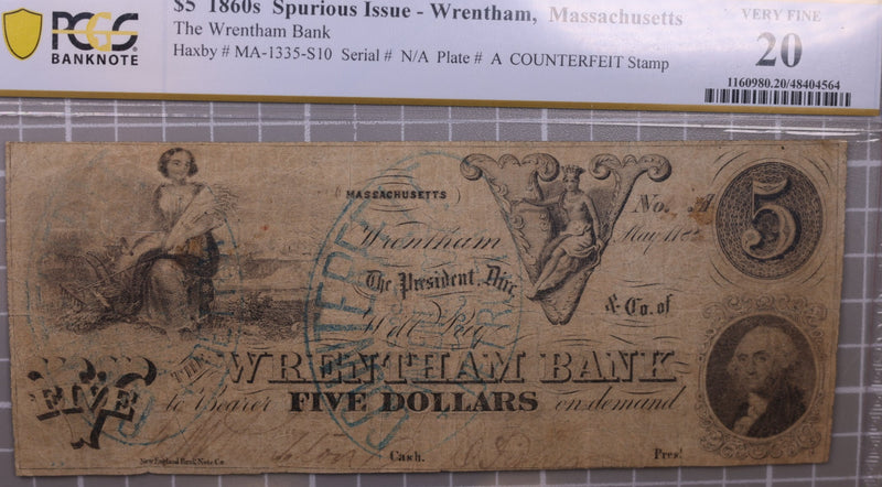 1860's Wrentham, Massachusetts., Spurious., PCGS VF-20., Store