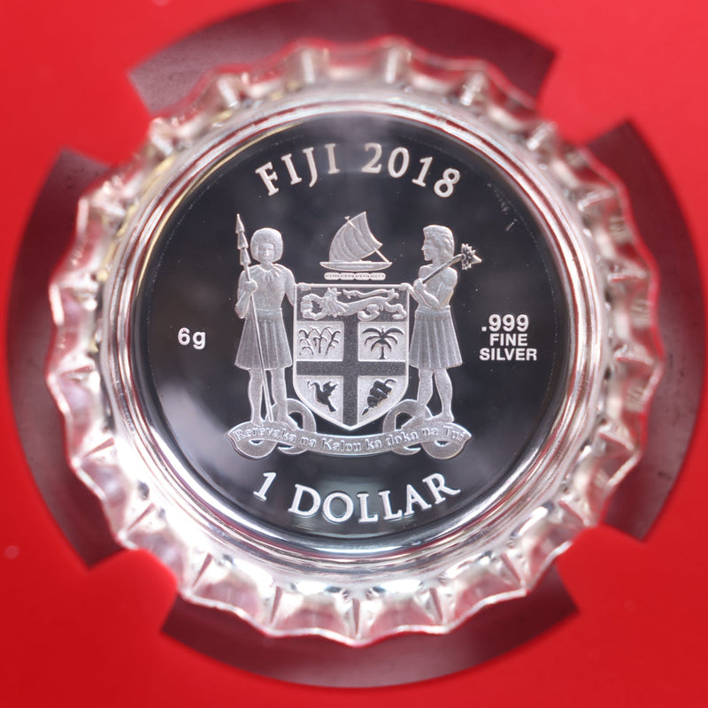 2018 Fiji S$1, Coca-Cola Bottle Cap, Colorized, NGC PF69. Store Sale S0002